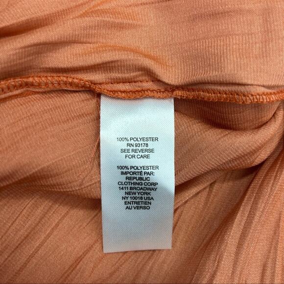 Tahari Flutter Sleeve Burnt Orange Ruffle Midi Dress Size Medium - Picture 13 of 14